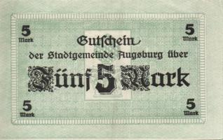 Német Birodalom/Császárság/Augsburg 1918.10.15. 5M, 10M hivatalos érvénytelenítéssel T:I,I-