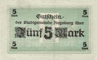 Német Birodalom/Császárság/Augsburg 1918.10.15. 5M, 10M hivatalos érvénytelenítéssel T:I,I-