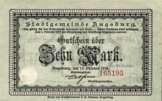 Német Birodalom/Császárság/Augsburg 1918.10.15. 5M, 10M hivatalos érvénytelenítéssel T:I,I-