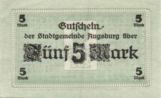 Német Birodalom/Császárság/Augsburg 1918.10.15. 5M, 10M hivatalos érvénytelenítéssel T:I,I-