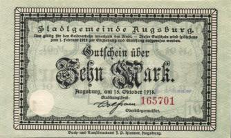 Német Birodalom/Császárság/Augsburg 1918.10.15. 5M, 10M hivatalos érvénytelenítéssel T:I,I-
