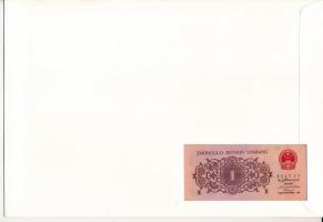 Kína 1962. 1J felbélyegzett borítékban, bélyegzéssel T:I China 1962. 1 Jiao in envelope with stamp a...