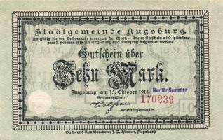 Német Birodalom/Császárság/Augsburg 1918.10.15. 5M, 10M hivatalos érvénytelenítéssel T:I,I-