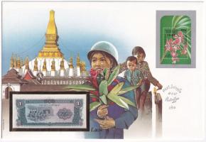 Laosz 1979-1988. 1K felbélyegzett borítékban, bélyegzéssel T:I Laos 1979-1988. 1 Kip in envelope with stamp and cancellation C:UNC