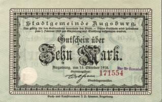 Német Birodalom/Császárság/Augsburg 1918.10.15. 5M, 10M hivatalos érvénytelenítéssel T:I,I-