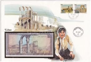 Libanon 1964-1986. 10L felbélyegzett borítékban, bélyegzéssel T:I Lebanon 1964-1986. 10 Livres in envelope with stamp and cancellation C:UNC