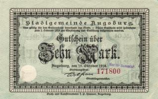 Német Birodalom/Császárság/Augsburg 1918.10.15. 5M, 10M hivatalos érvénytelenítéssel T:I,I-