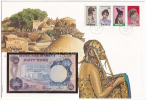 Nigéria 1976-1978. 50K felbélyegzett borítékban, bélyegzéssel T:I Nigeria 1976-1978. 50 Kobo in envelope with stamp and cancellation C:UNC