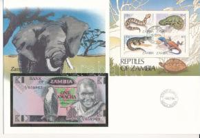 Zambia 1980-1988. 1K felbélyegzett borítékban, bélyegzéssel T:I Zambia 1980-1988. 1 Kwacha in envelope with stamp and cancellation C:UNC