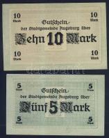 Német Birodalom/Császárság/Augsburg 1918.10.15. 5M, 10M hivatalos érvénytelenítéssel T:I