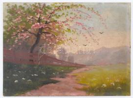 Korodi jelzéssel: Cseresznyevirágzás. Olaj, karton. 24x34 cm.
