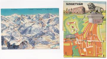 15 db MODERN térképes képeslap / 15 modern map motive postcards