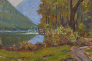 Kastaly István (1892-1991): Táj. Olaj, vászon, jelzés nélkül, dekoratív fakeretben. 40x48 cm