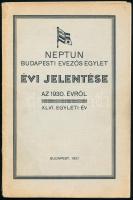 1930 A Neptun Budapesti Evezős Egylet évi jelentése. 46 p képekkel