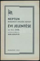 1933 A Neptun Budapesti Evezős Egylet évi jelentése. 44 p képekkel