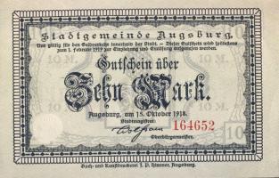 Német Birodalom/Császárság/Augsburg 1918.10.15. 10M (2x) T:I
