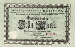 Német Birodalom/Császárság/Augsburg 1918.10.15. 10M (2x) T:I