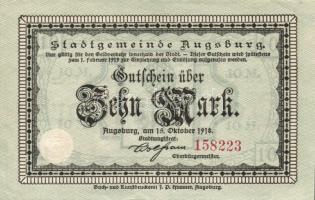Német Birodalom/Császárság/Augsburg 1918.10.15. 10M (2x) T:I,I-