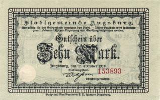 Német Birodalom/Császárság/Augsburg 1918.10.15. 10M (2x) T:I,I-