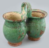 Antik ikercsupor, cserép, sérülésekkel, m: 23 cm