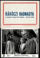 cca 1954 ,,Rákóczi hadnagya című magyar film jelenetei és szereplői, 11 db vintage produkciós filmfotó ezüst zselatinos fotópapíron, erősen használt állapotban, hibákkal, + hozzáadva 1 db szöveges kisplakát, 18x24 cm