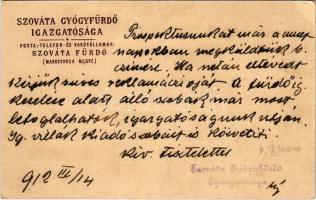 1912 Szováta, Sovata; Gyógyfürdő Igazgatósága levelezőlap / Spa directorate's postcard (EK)