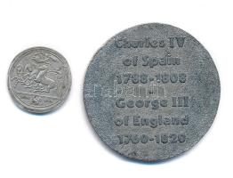 Németország ~1970. Nescafe - MEKU NP75 zseton, tetradrachma replika (19mm) + DN IV. Károly spanyol király 1788-1808 - III. György angol király 1760-1820 / IV. Károly jobbra kétoldalas emlékérem (39mm) T:1- Germany ~1970. Nescafe - MEKU NP75 token, tetradrachme replica (19mm) + ND Charles IV of Spain 1788-1808 - George III of England 1760-1820 / Charles IV right two sided commemorative medallion (39mm) C:AU