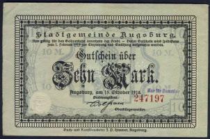 Német Birodalom/Császárság/Augsburg 1918.10.15. 10M (4x) hivatalos érvénytelenítéssel T:I-,II+
