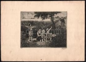 Olvashatatlan jelzéssel: 5db vegyes grafika tétel, vegyes állapotban, 14x22 - 24x19 cm között