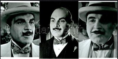 Poirot magánnyomozó portréi, bajusz formái és csokornyakkendői, 7 db modern nagyítás, 15x10 cm
