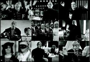 cca 1965 Louis de Funes főszereplésével a ,,Fantomas visszatér című francia film jelenetei és szereplői, 13 db modern nagyítás, 10x15 cm