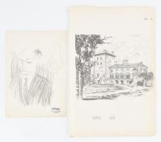 Hornyánszky Gyula (1924-1995) festő, grafikus hagyatékából egy mappa, össz. 46 db, főleg grafikák (c...