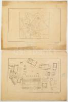 cca 1900 Róma két kézzel rajzolt térképe. Ceruza, papír. / Hand drawn map of Rome 2 maps 40x30 cm