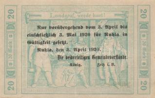 Német Birodalom/Weimari Köztársaság/Ruhla 1918.11.20. 20M (2x) T:II