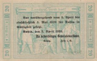 Német Birodalom/Weimari Köztársaság/Ruhla 1918.11.20. 20M (2x) T:II