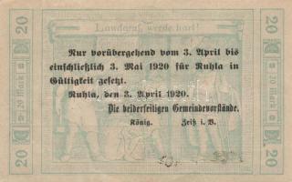 Német Birodalom/Weimari Köztársaság/Ruhla 1918.11.20. 20M (2x) T:II