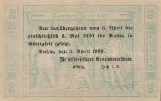 Német Birodalom/Weimari Köztársaság/Ruhla 1918.11.20. 20M (2x) T:II