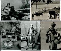 Indiai életképek, viseletek, különböző időpontokban (de 1945 előtt) készült felvételek, 5 db modern nagyítás, 10x15 cm