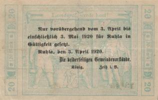 Német Birodalom/Weimari Köztársaság/Ruhla 1918.11.20. 20M (2x) T:II