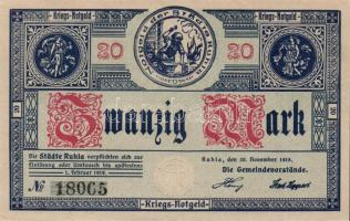 Német Birodalom/Weimari Köztársaság/Ruhla 1918.11.20. 20M (2x) T:II