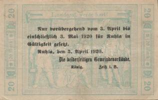 Német Birodalom/Weimari Köztársaság/Ruhla 1918.11.20. 20M (2x) T:II