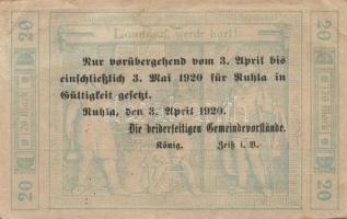 Német Birodalom/Weimari Köztársaság/Ruhla 1918.11.20. 20M (2x) T:II