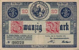 Német Birodalom/Weimari Köztársaság/Ruhla 1918.11.20. 20M (2x) T:II