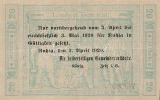 Német Birodalom/Weimari Köztársaság/Ruhla 1918.11.20. 20M (2x) T:II