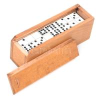 Retró mini dominó készlet, teljes, fadobozban, 10x3x3,5 cm