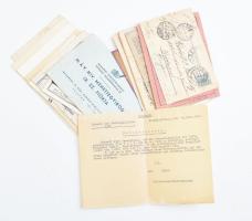 cca 1910-1940 Vegyes papírrégiség tétel: okmányok, vonatjegy, stb