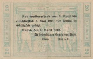 Német Birodalom/Weimari Köztársaság/Ruhla 1918.11.20. 20M (2x) T:II