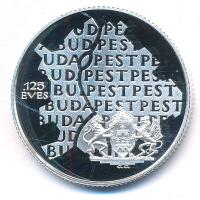 1998. 750Ft Ag "Budapest 125 éves" kapszulában, tanúsítvánnyal, tájékoztatóval T:PP Adamo ...