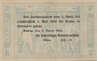 Német Birodalom/Weimari Köztársaság/Ruhla 1918.11.20. 20M (2x) T:II