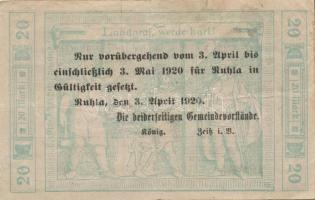 Német Birodalom/Weimari Köztársaság/Ruhla 1918.11.20. 20M (30x) T:II